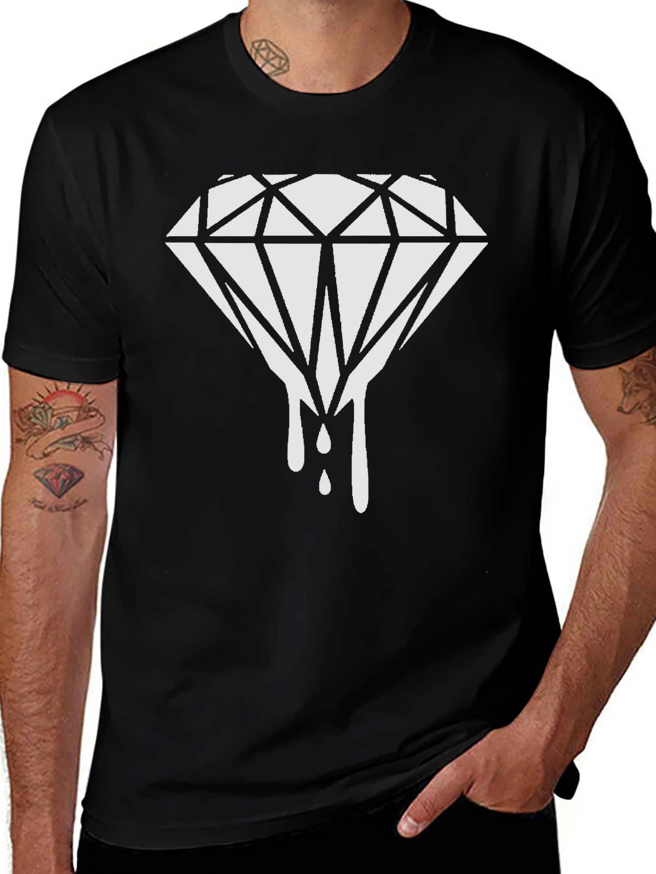 Diamond Drip Graphic Tee - Black Cotton Blend