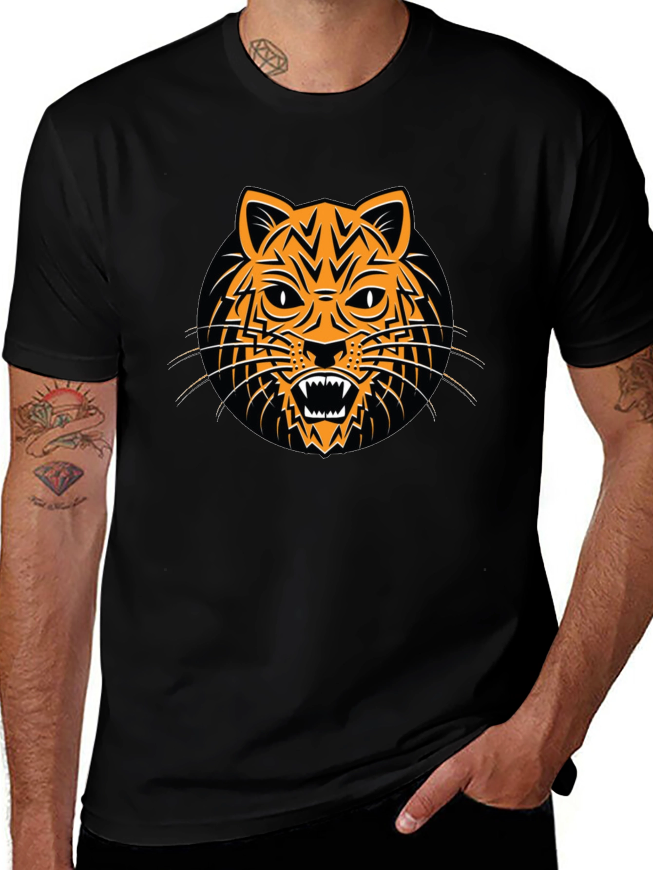 Tiger Graphic Black T-Shirt - Bold and Stylish