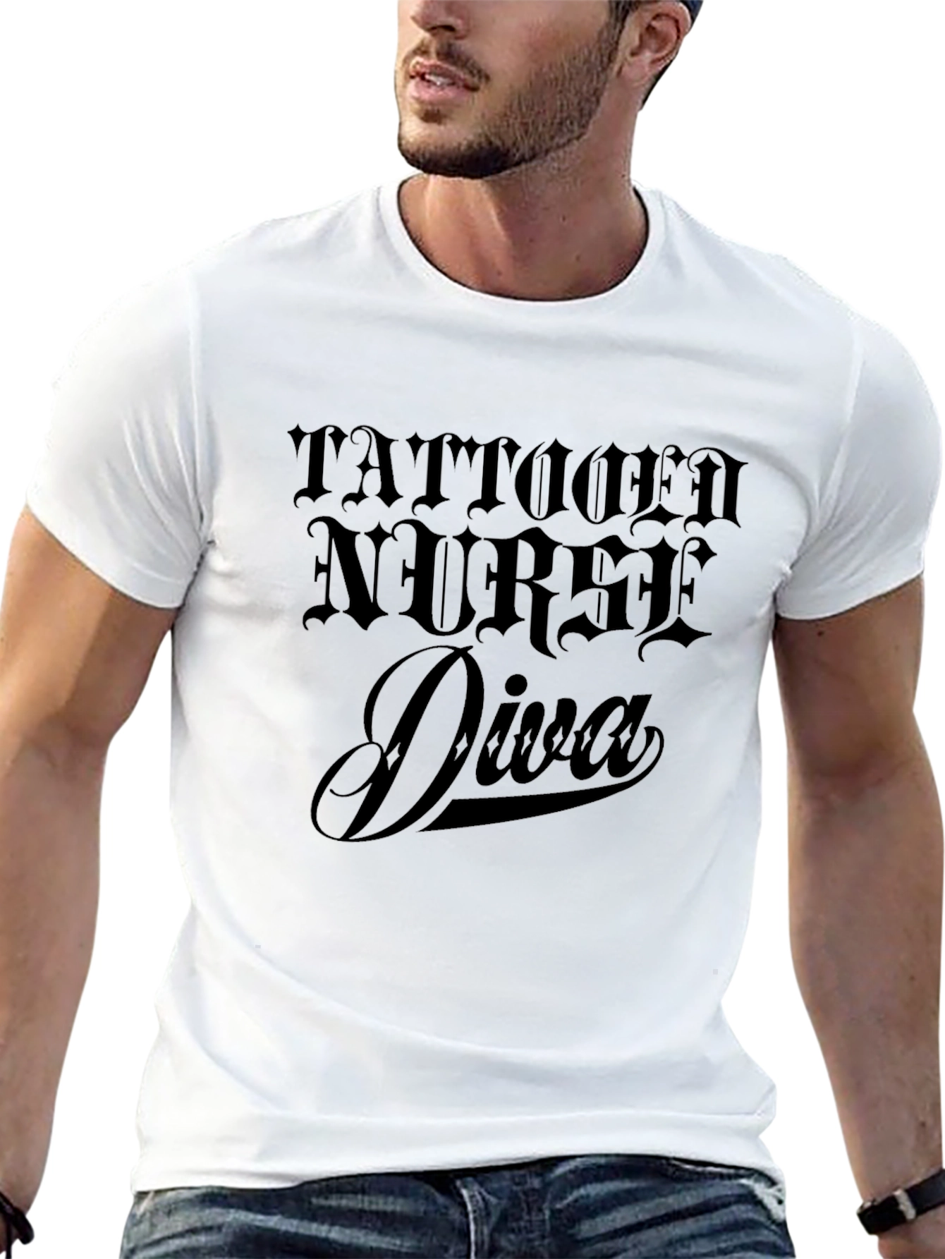 Tattooed Nurse Diva Black Graphic Tee
