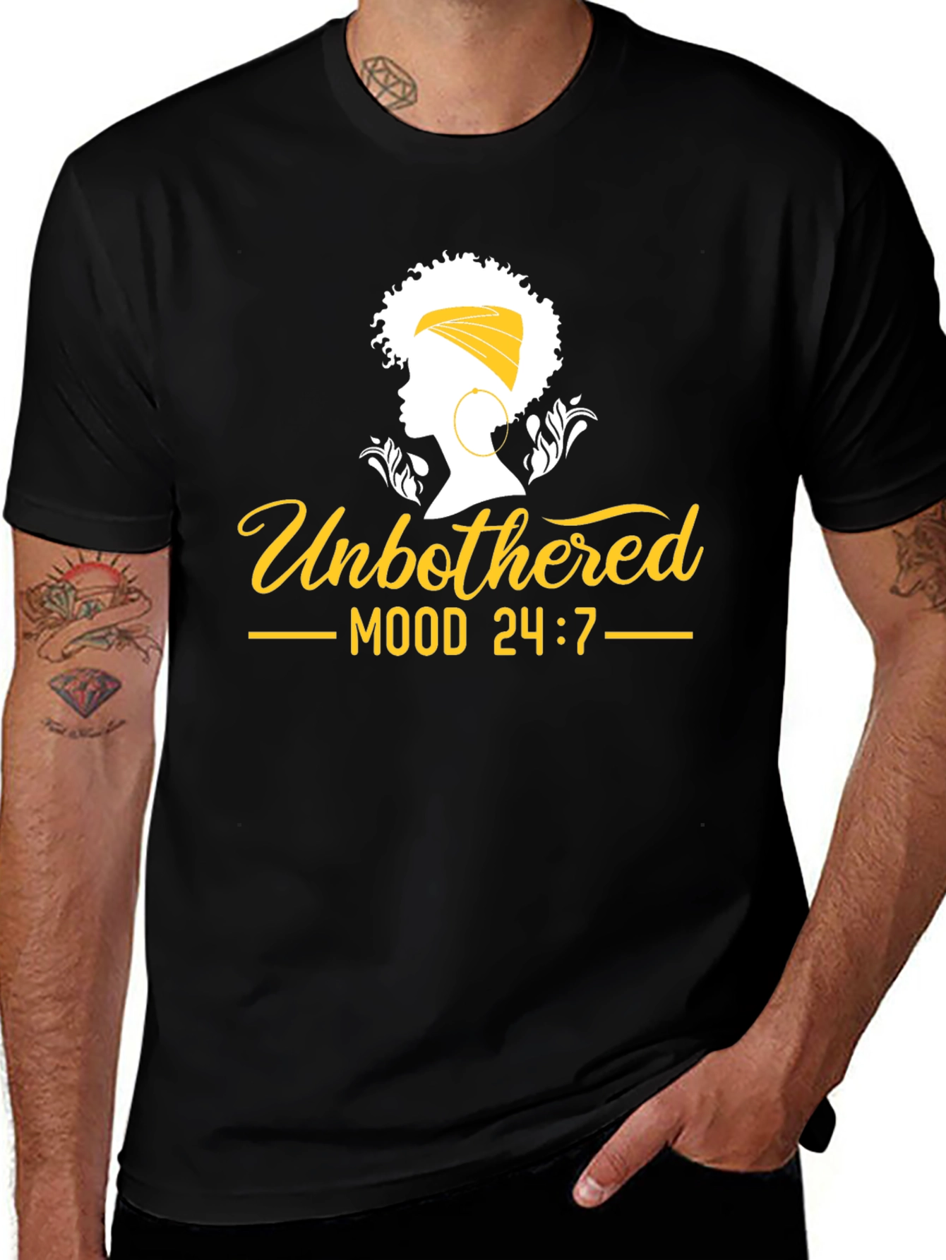 Unbothered Mood 24/7 Black Graphic Tee