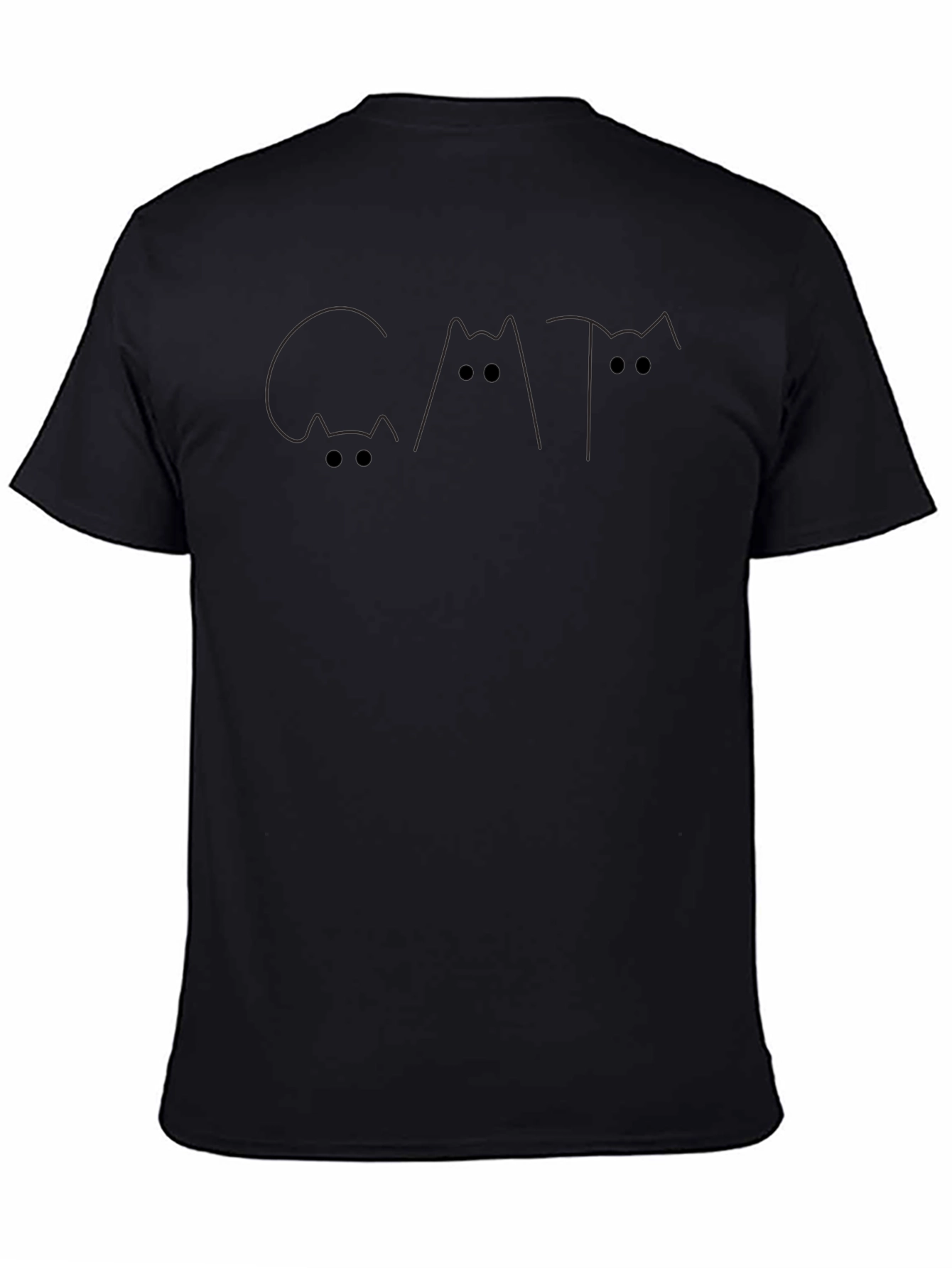 Minimalist Cat Graphic Black T-Shirt