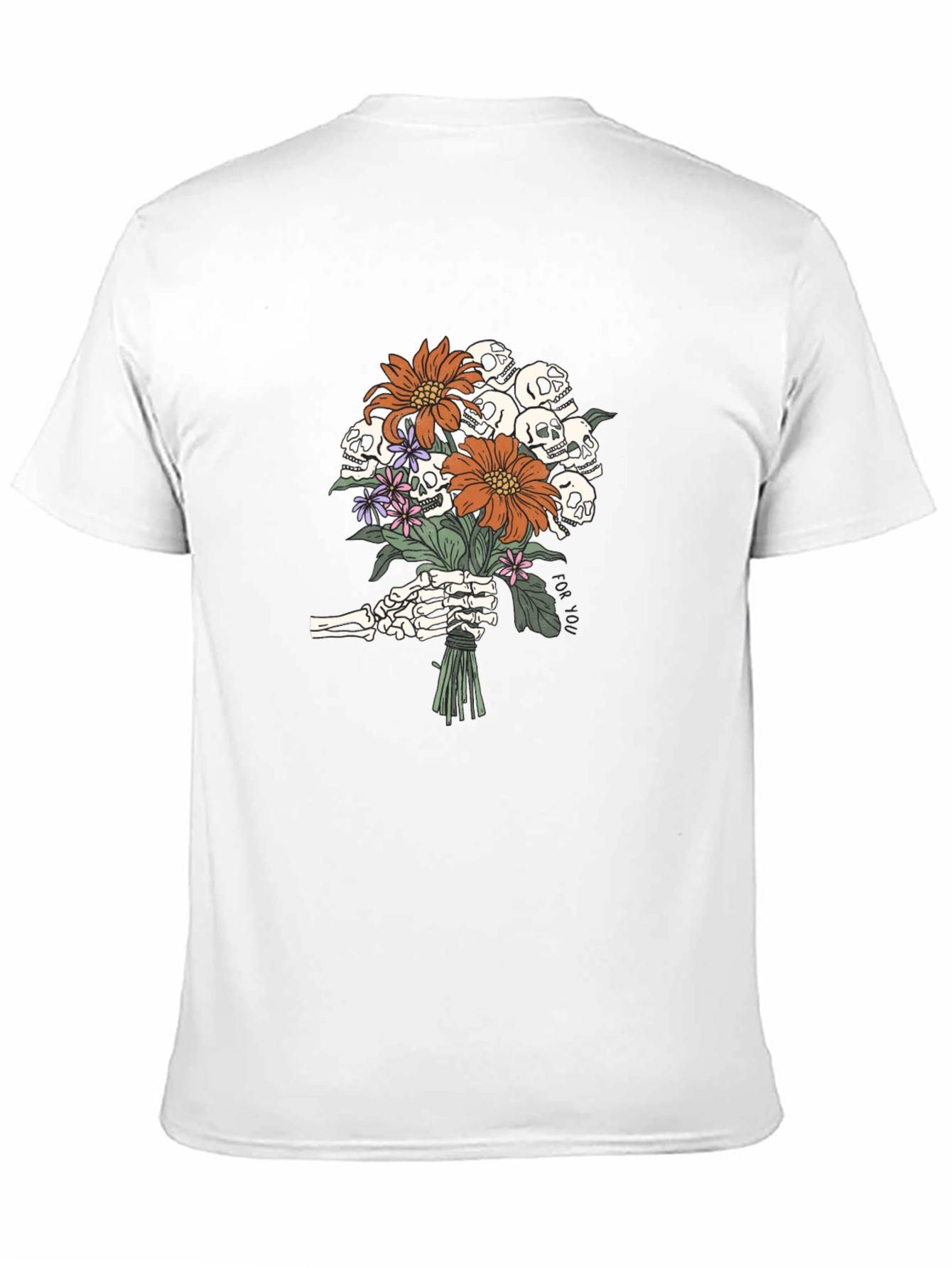 Skull Bouquet Graphic Tee - Black Cotton T-Shirt