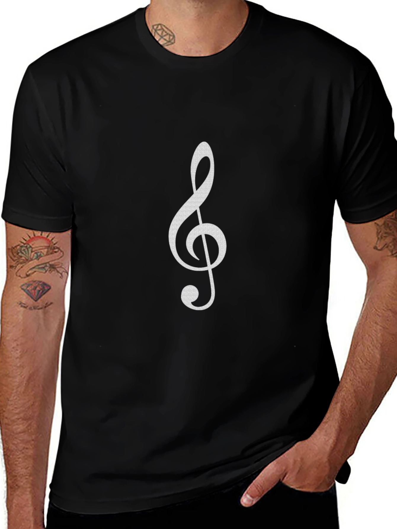Treble Clef Graphic Tee - Music Lovers Black T-Shirt