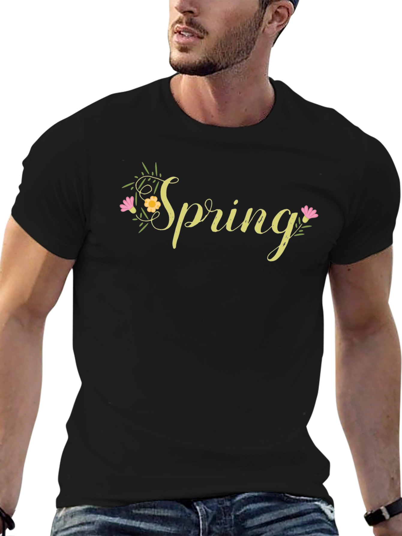 Spring Floral Graphic T-Shirt - Casual Wear