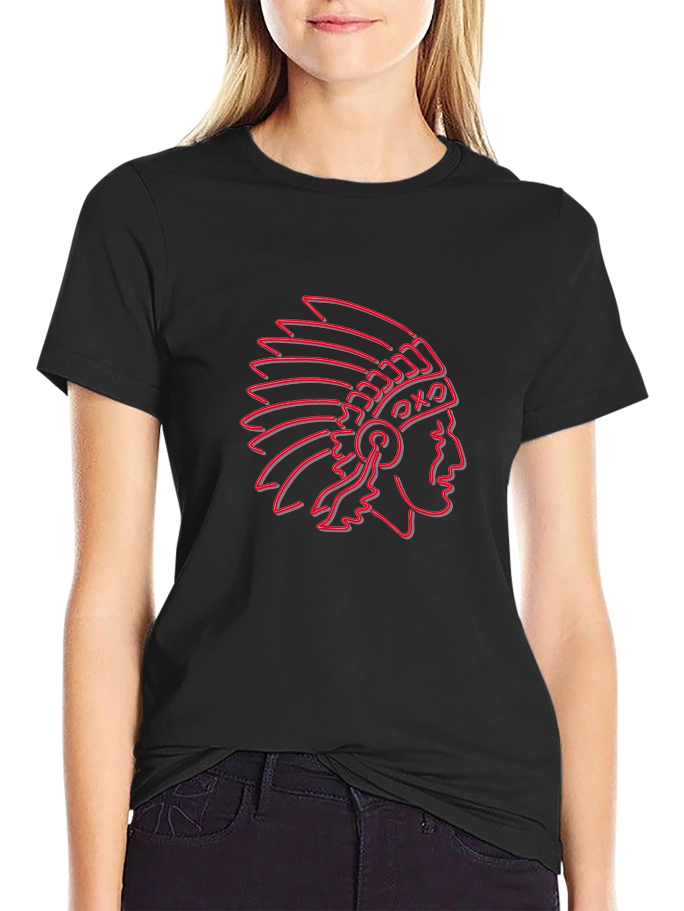 Neon Chief Graphic Tee - Black Cotton Blend