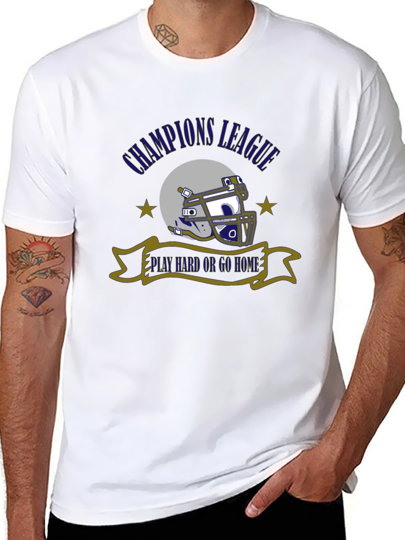 Champions League Football Helmet Graphic T-Shirt
