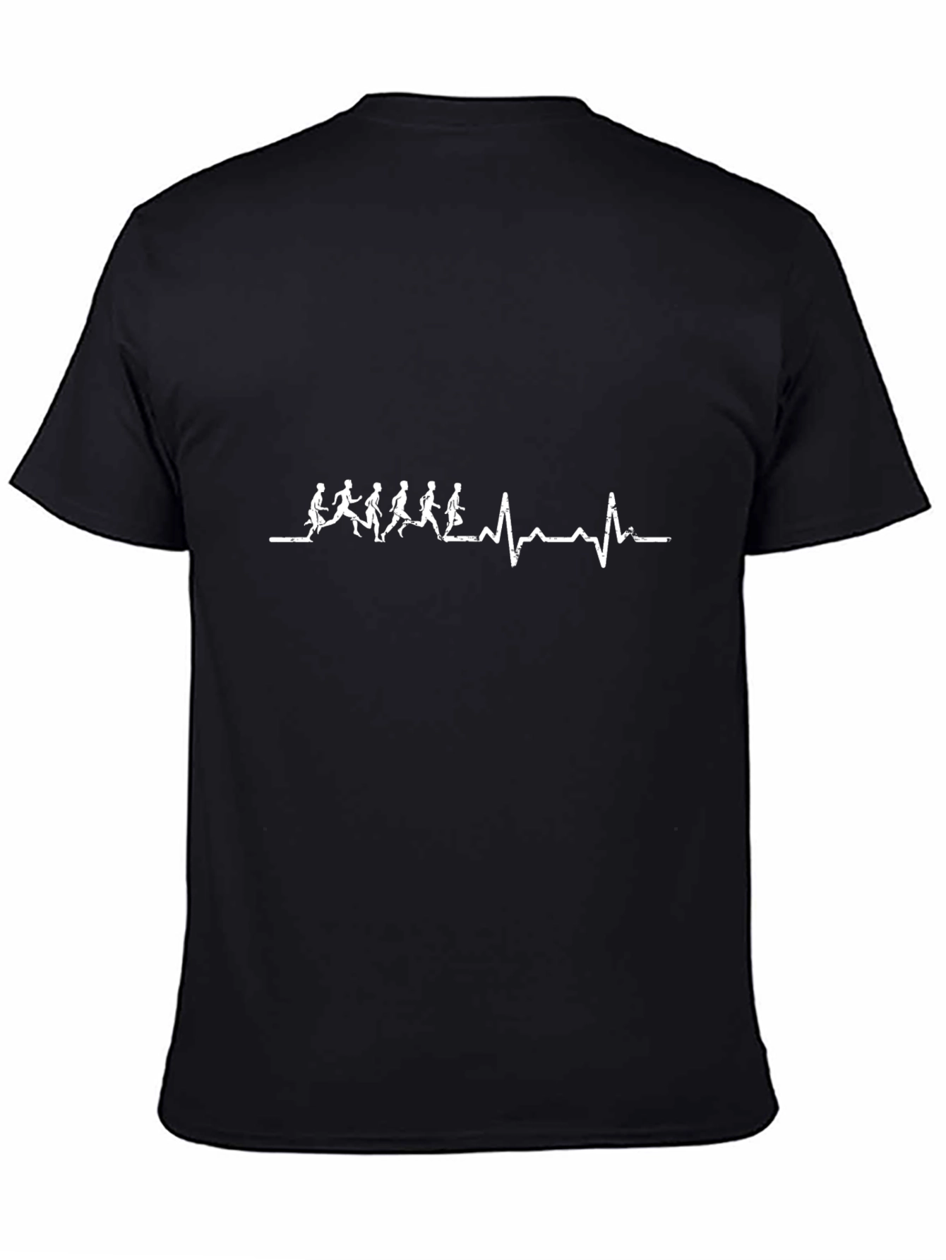 Running Heartbeat T-Shirt - Black Cotton Tee