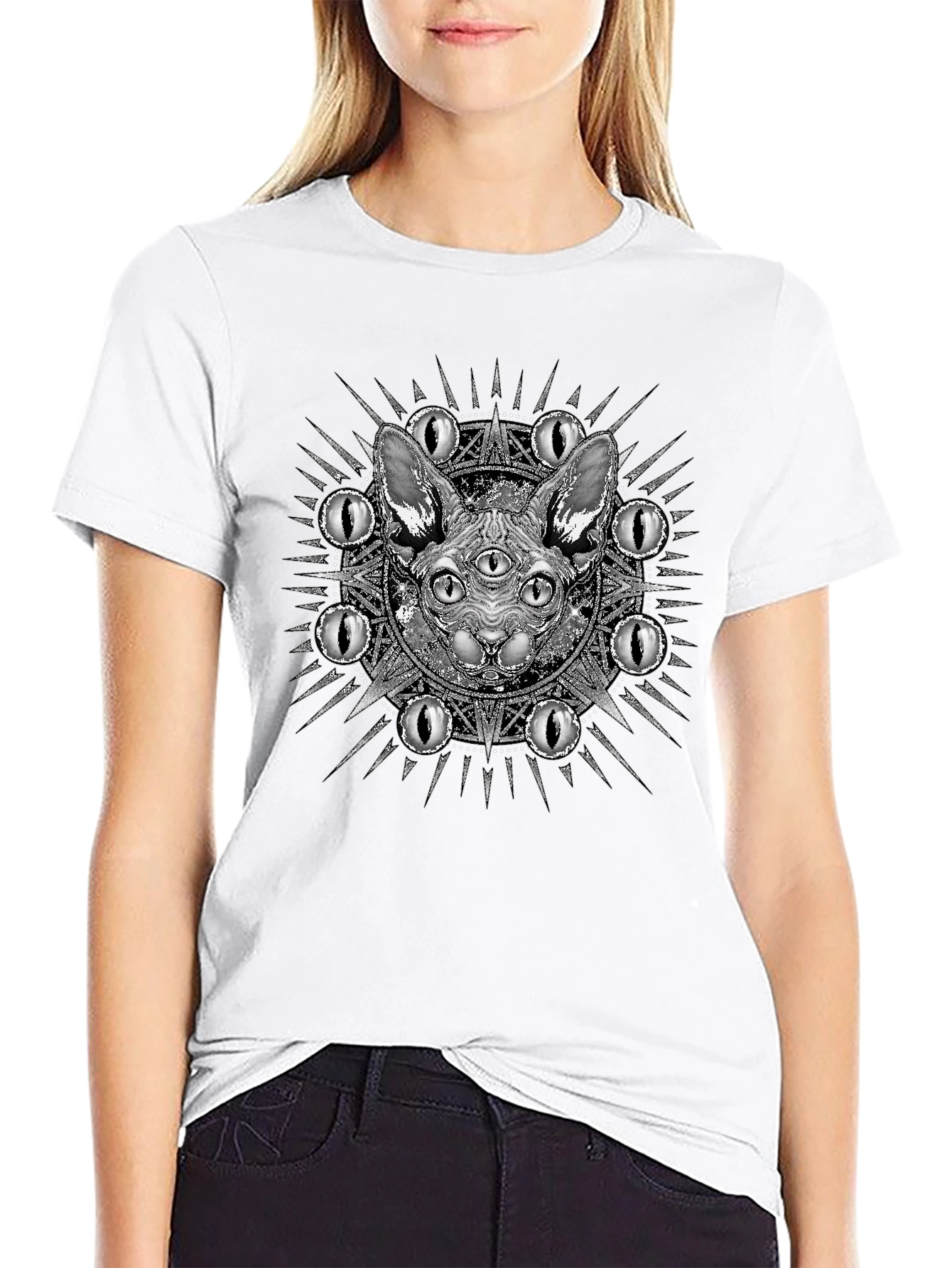 Mystic Three-Eyed Cat T-Shirt - Unisex Black Tee