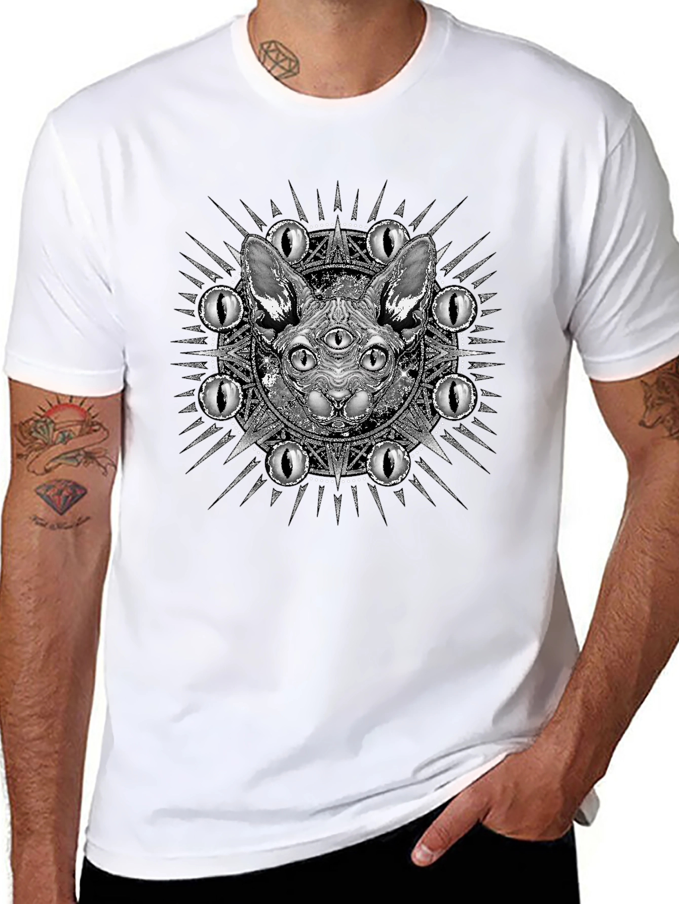 Mystic Three-Eyed Cat T-Shirt - Unisex Black Tee
