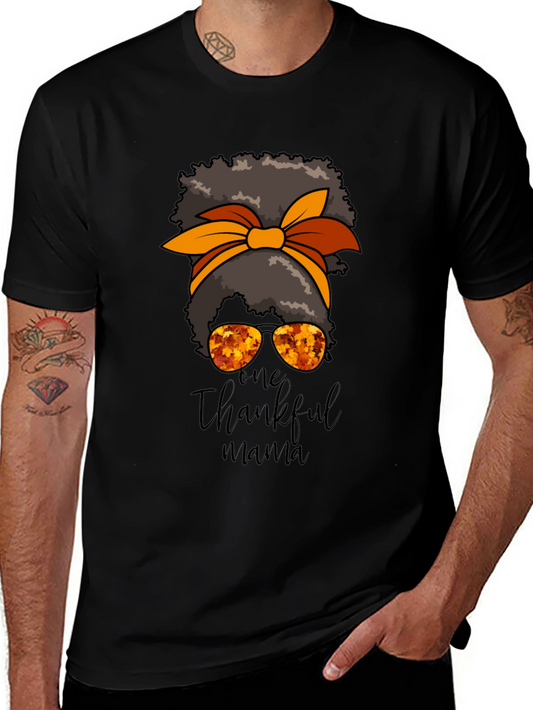 One Thankful Mama Black T-Shirt