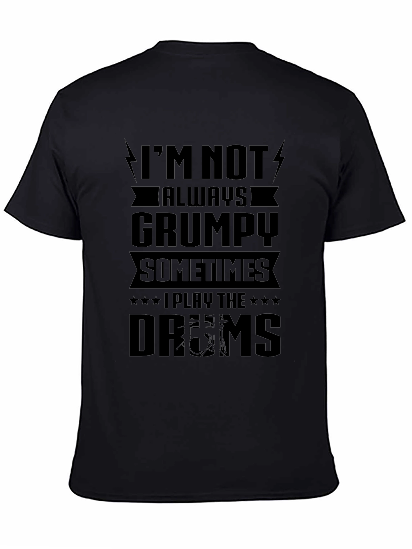 Grumpy Drums Graphic Tee - Black Cotton T-Shirt