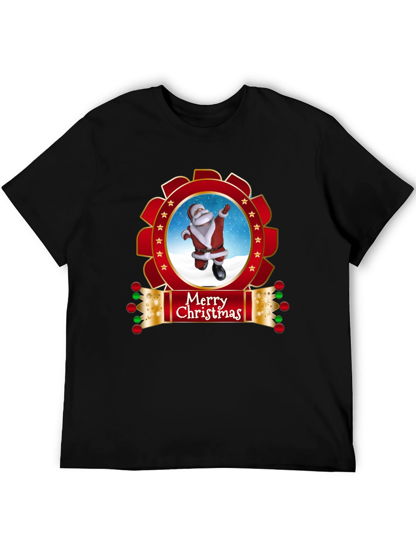 Merry Christmas Santa Black T-Shirt