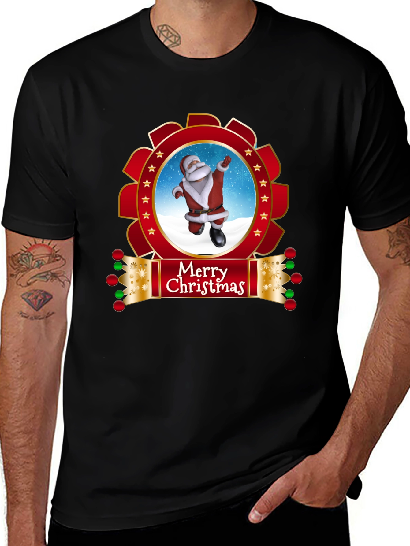 Merry Christmas Santa Black T-Shirt