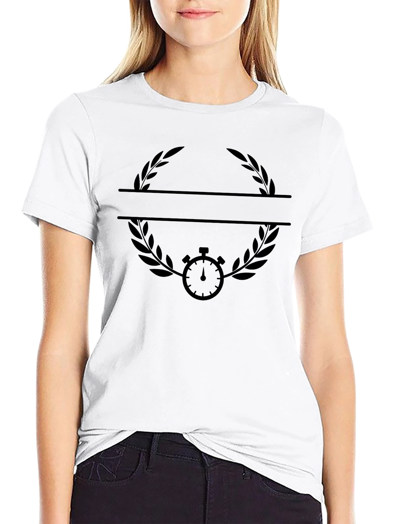 Black Graphic Tee - Split Laurel & Stopwatch