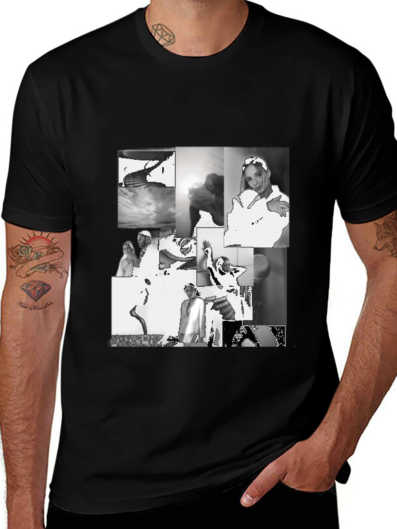 Black Collage Print Tee