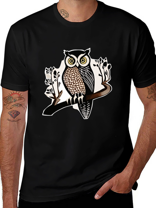 Owl Graphic Tee - Mens Black Short Sleeve