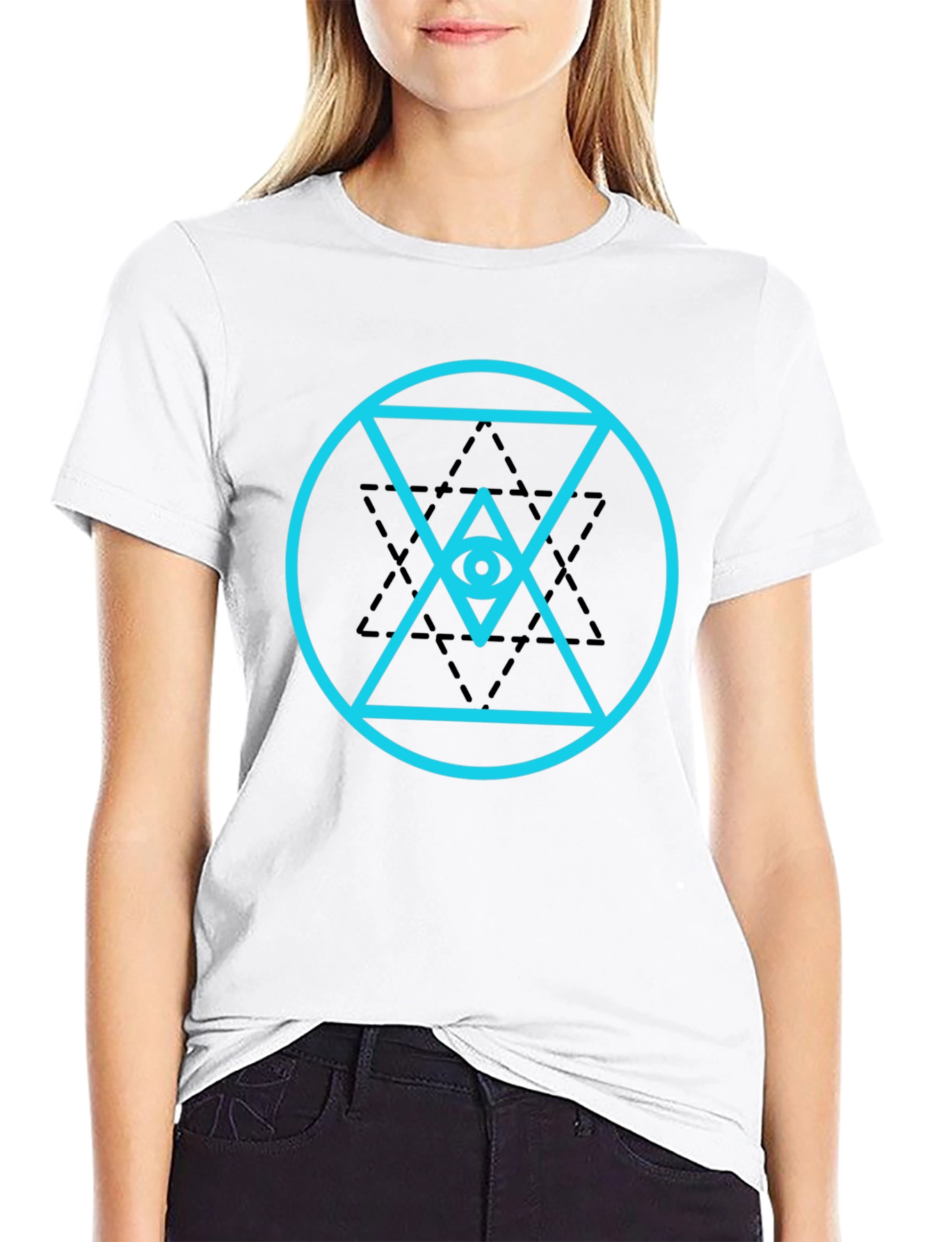 Eye in Triangle Graphic Tee - Black Cotton Blend