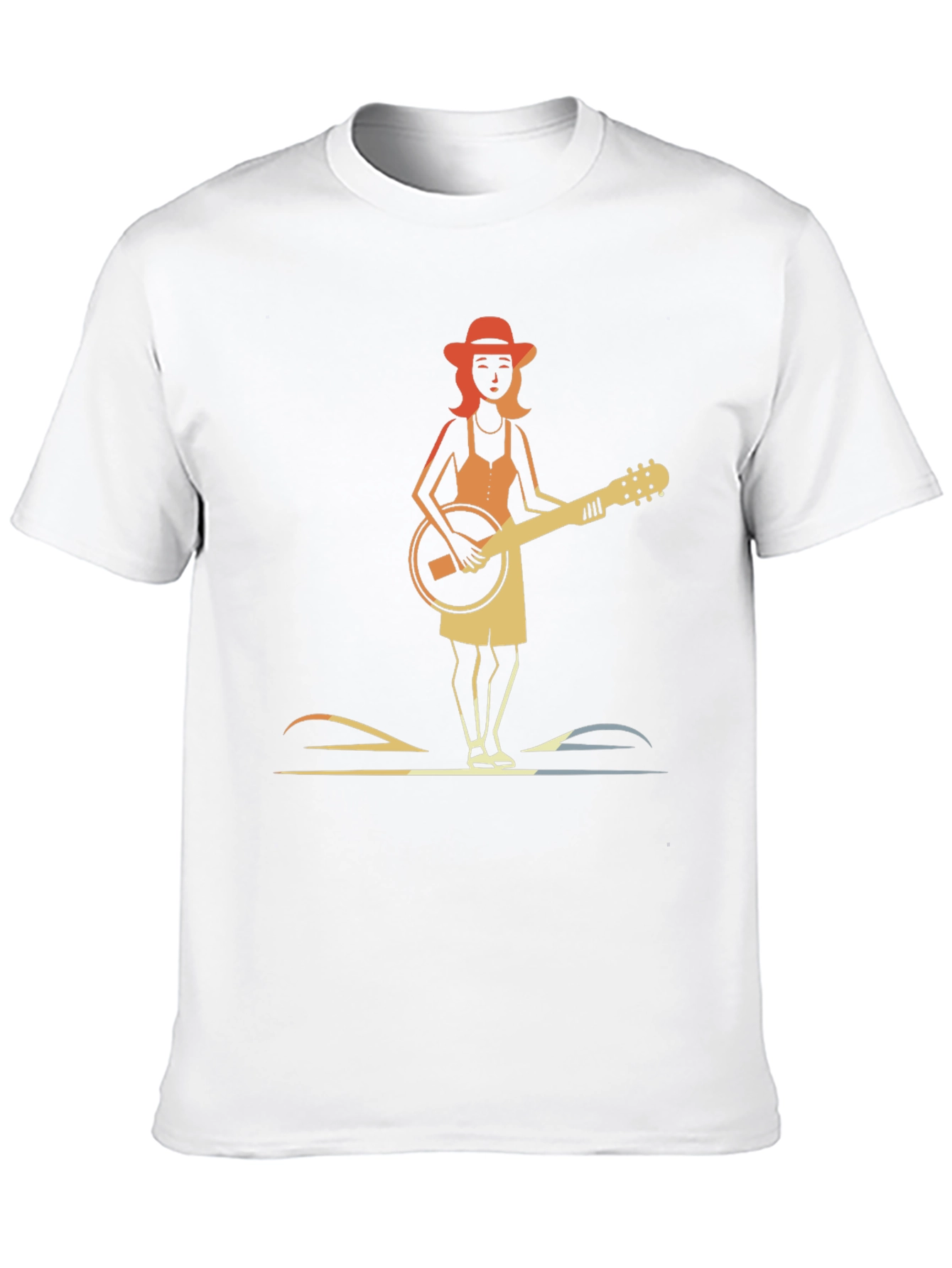 Banjo Girl Graphic Tee - Retro Style Black T-Shirt