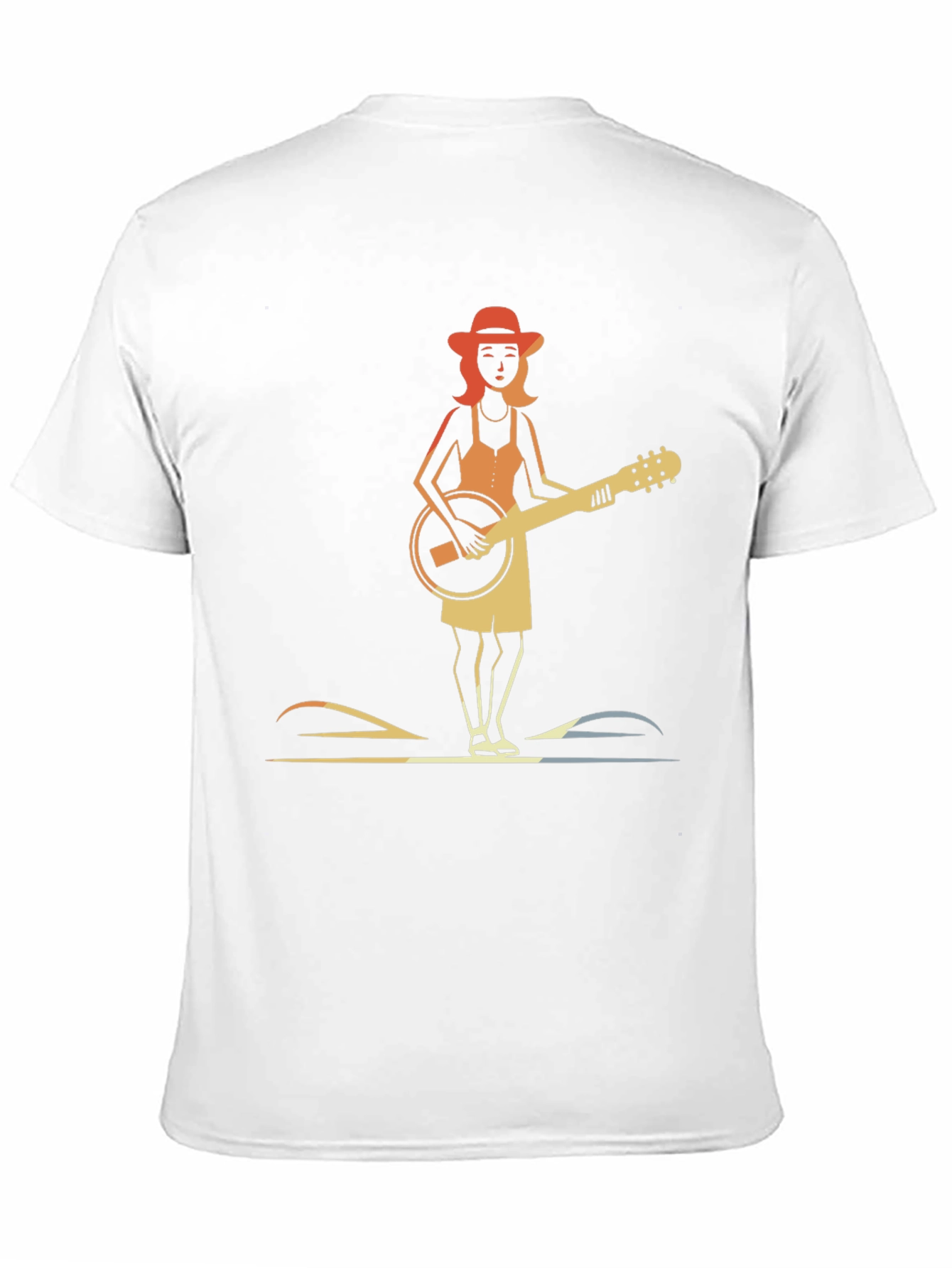 Banjo Girl Graphic Tee - Retro Style Black T-Shirt
