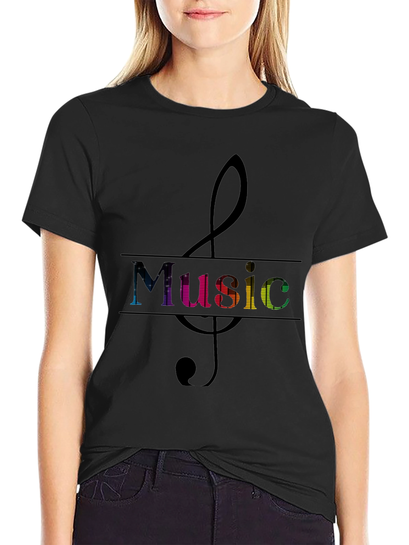 Music Clef Graphic Tee - Mens Black T-Shirt