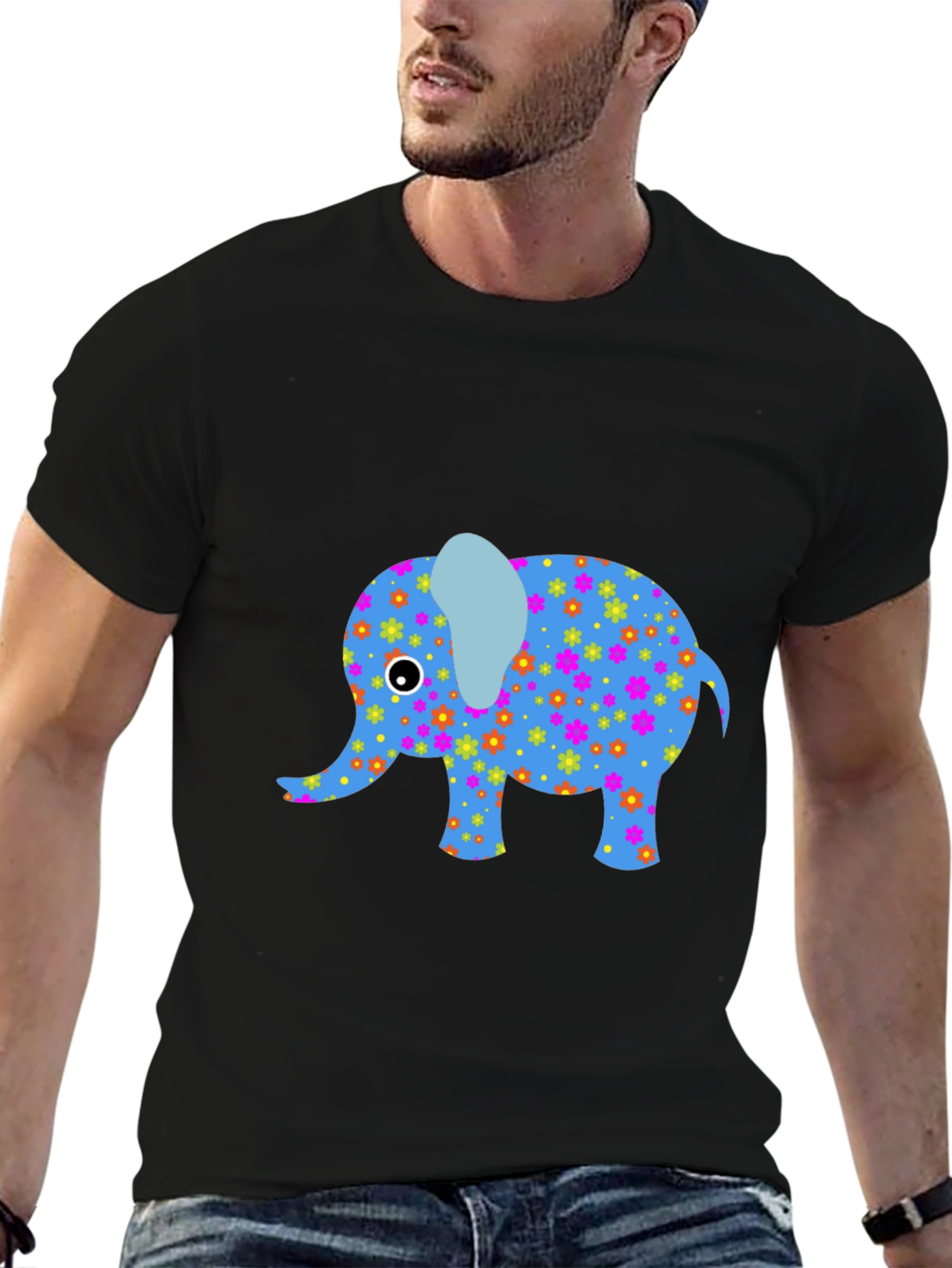 Elephant Graphic Tee - Stylish Black T-Shirt