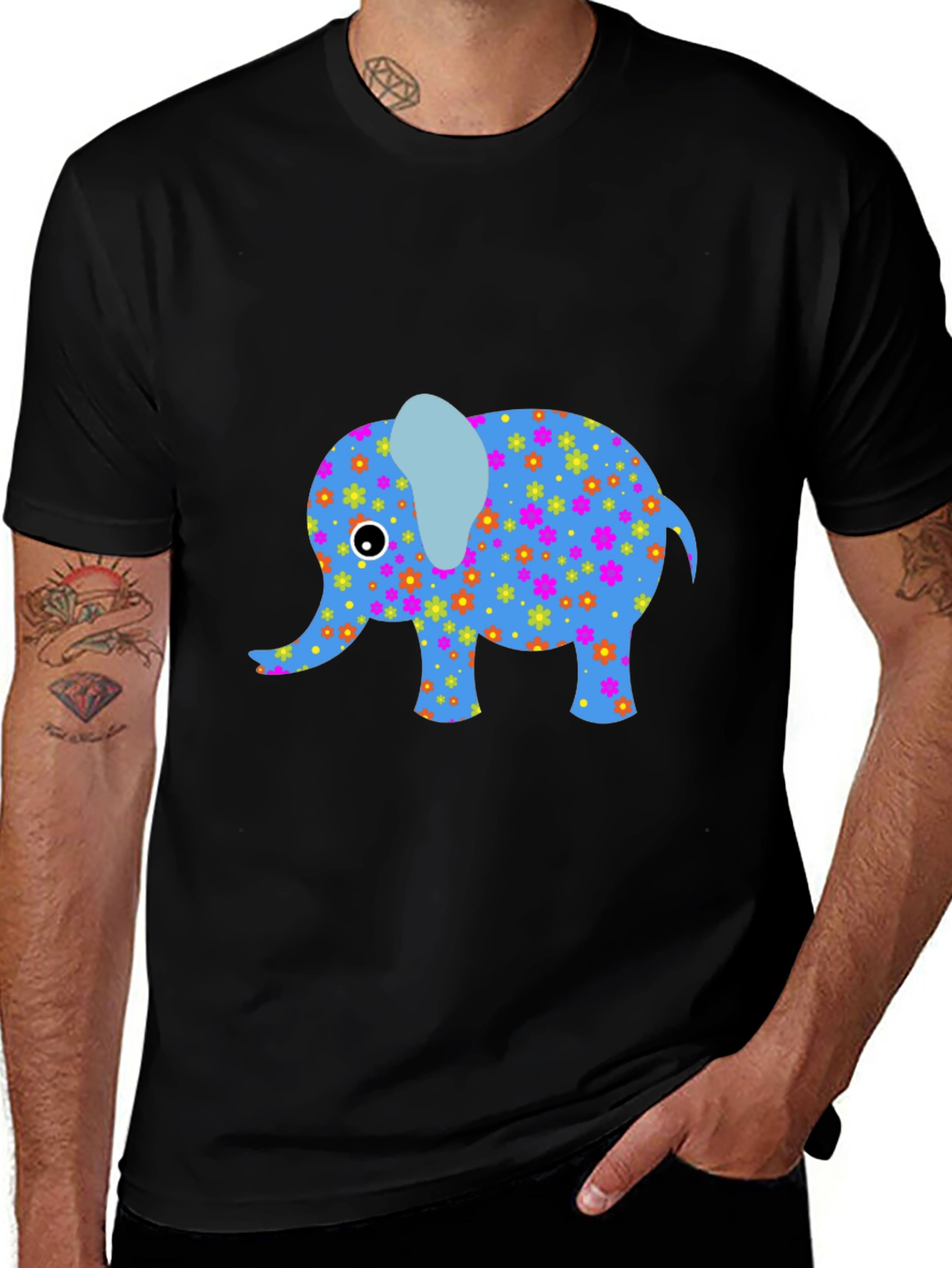 Elephant Graphic Tee - Stylish Black T-Shirt