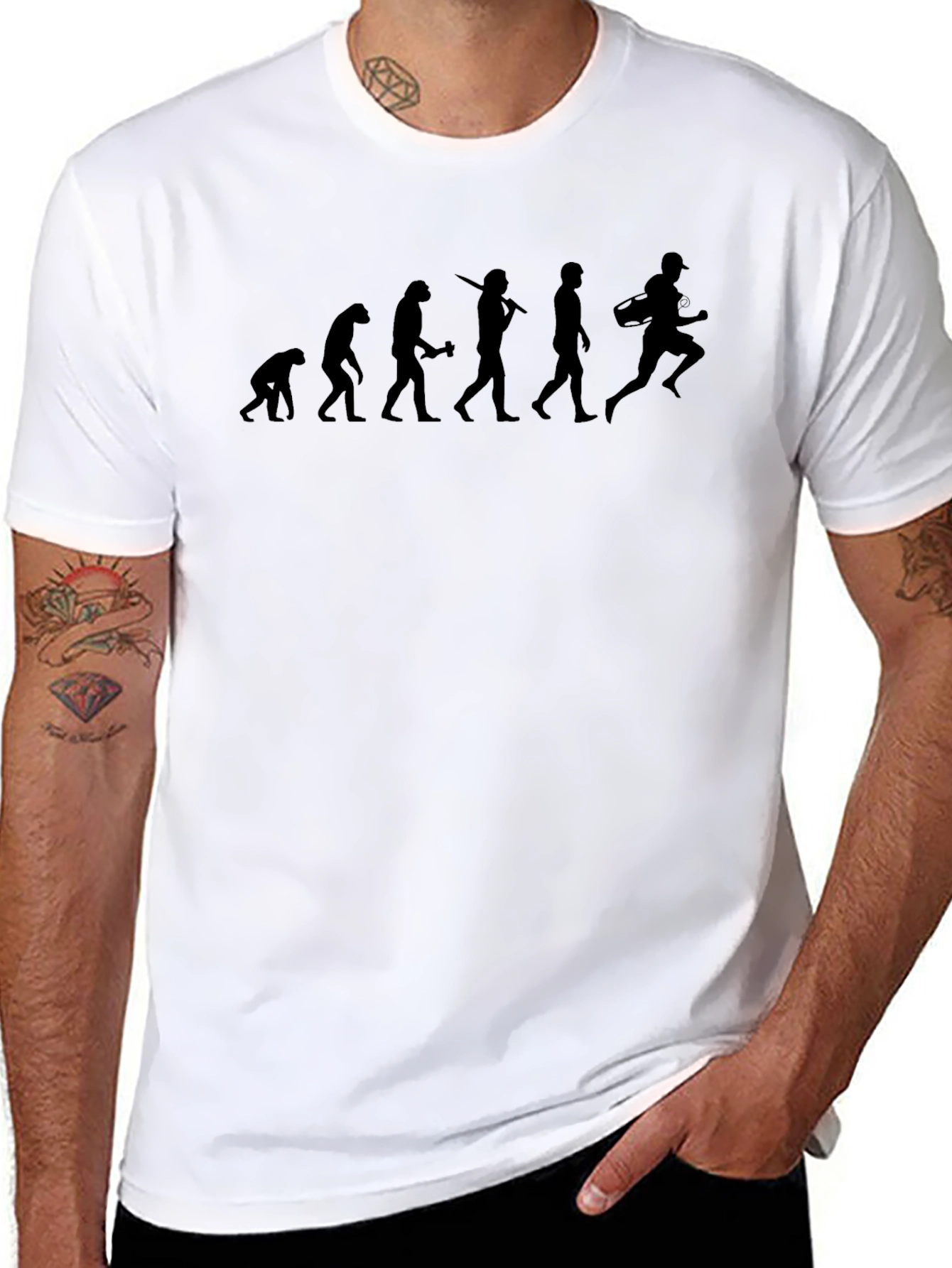 Evolution of Football Player Black T-Shirt