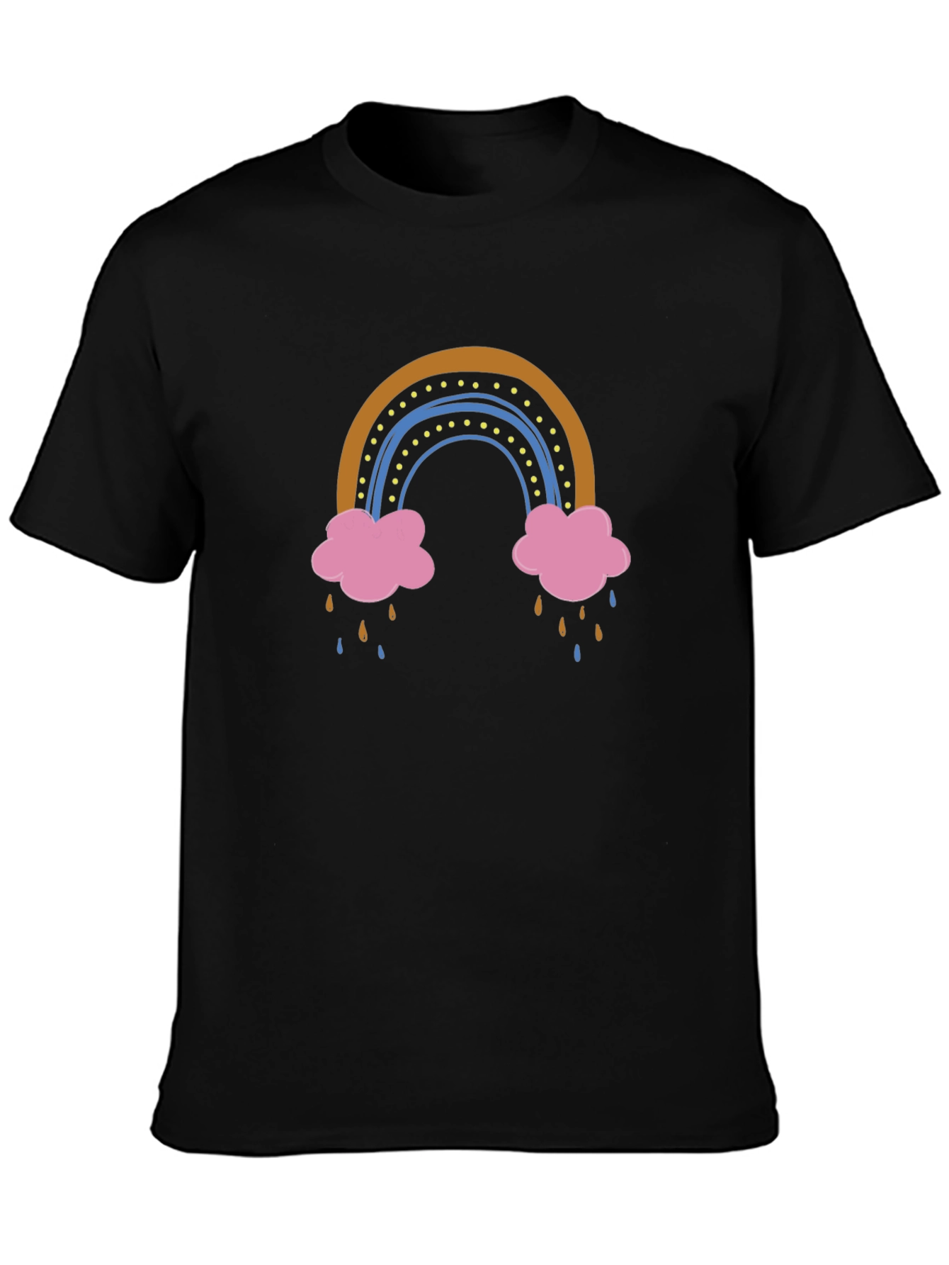 Rainbow Cloud Graphic Print Mens Black T-Shirt