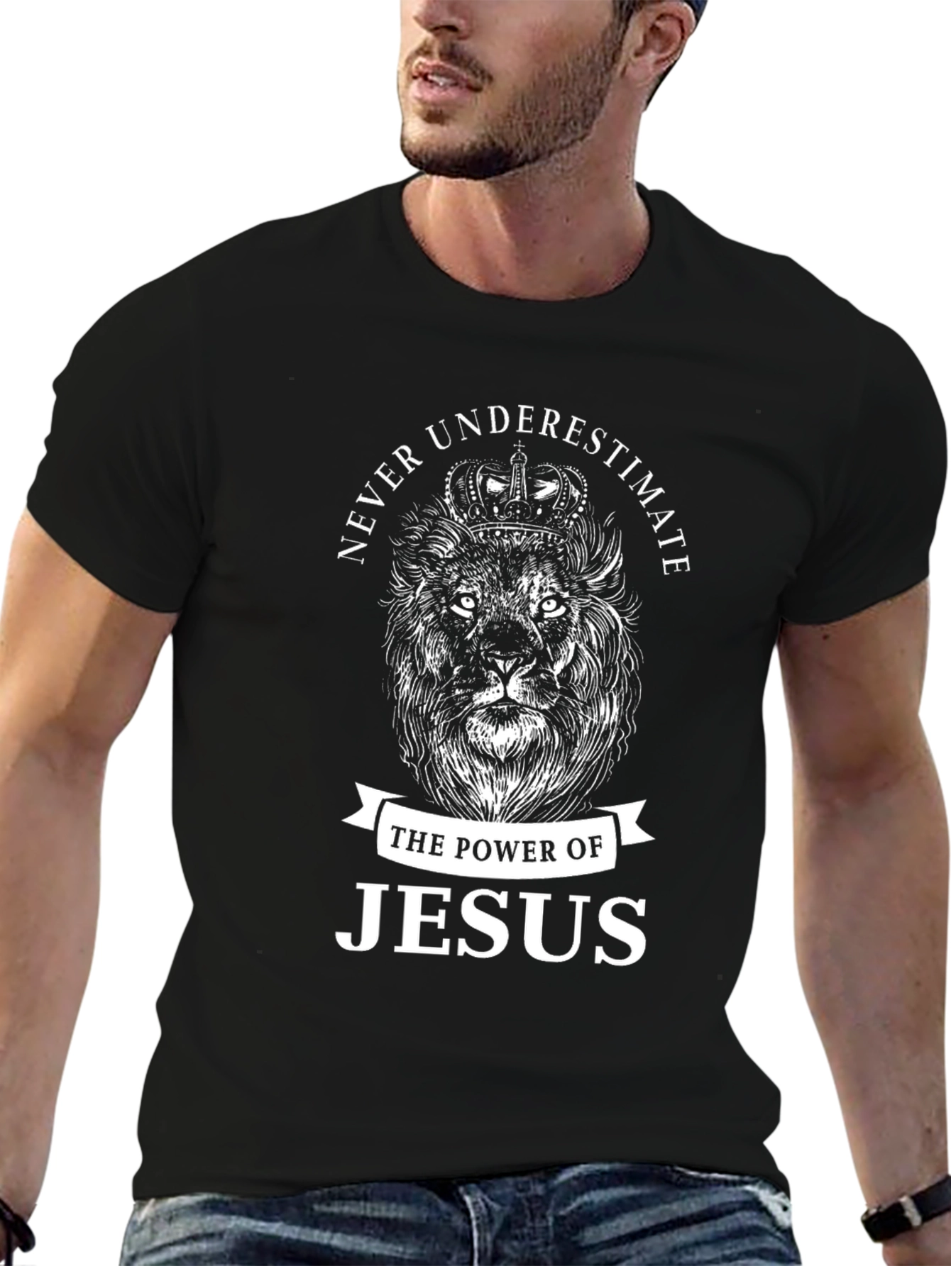 Never Underestimate Jesus Lion Graphic Tee