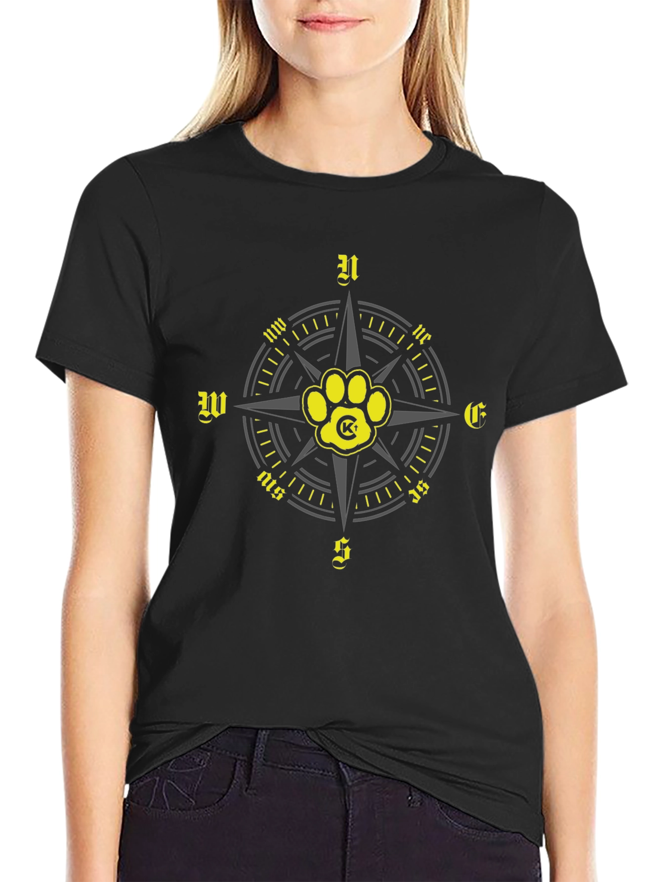 Compass Paw Print Graphic T-Shirt