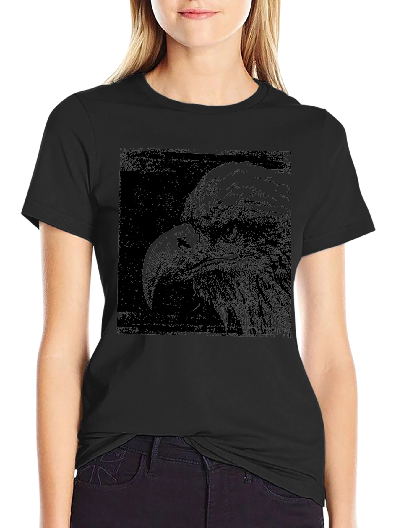 Eagle Graphic Print Black T-Shirt