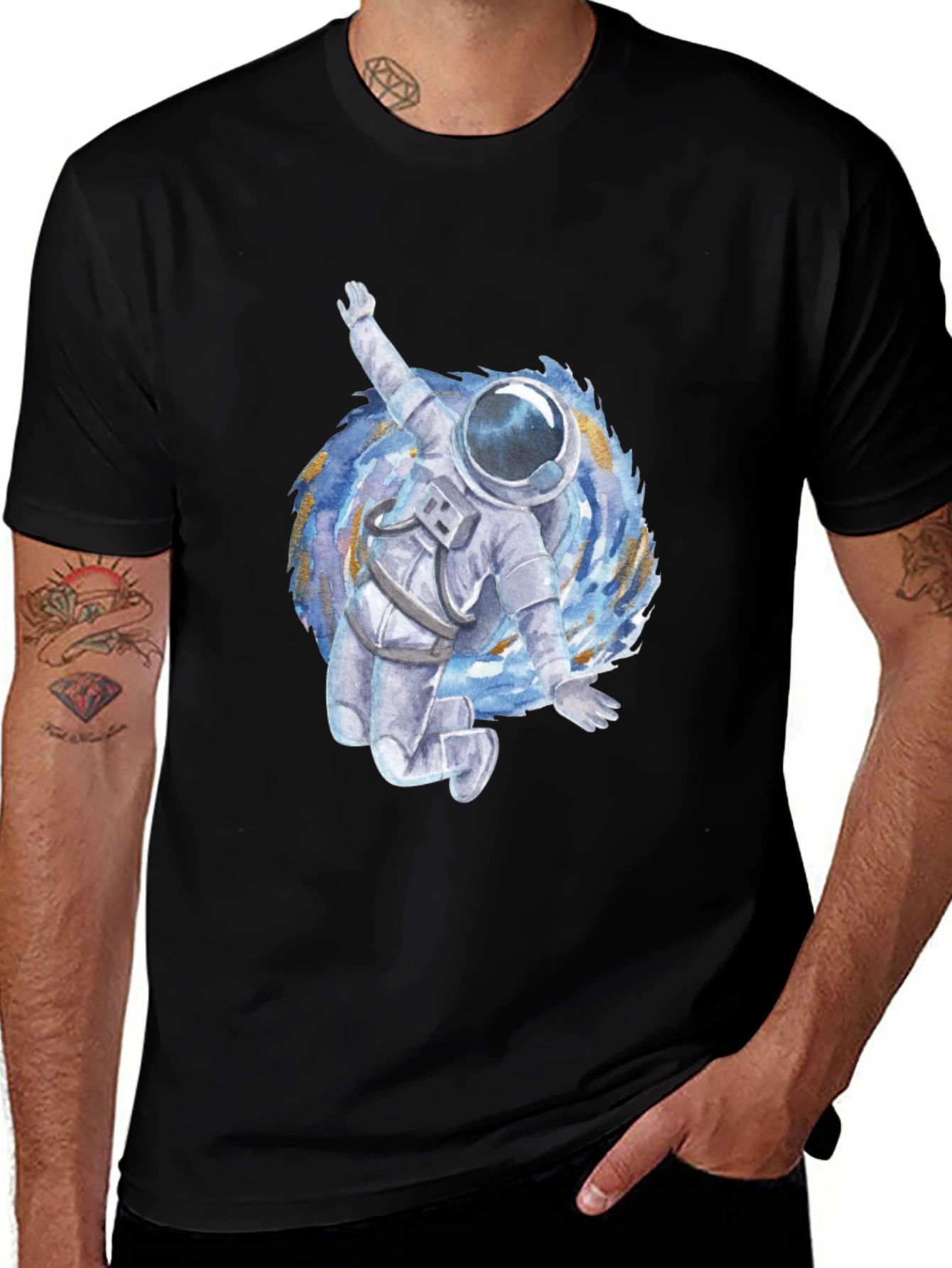 Astronaut in Vortex Graphic Tee - Black