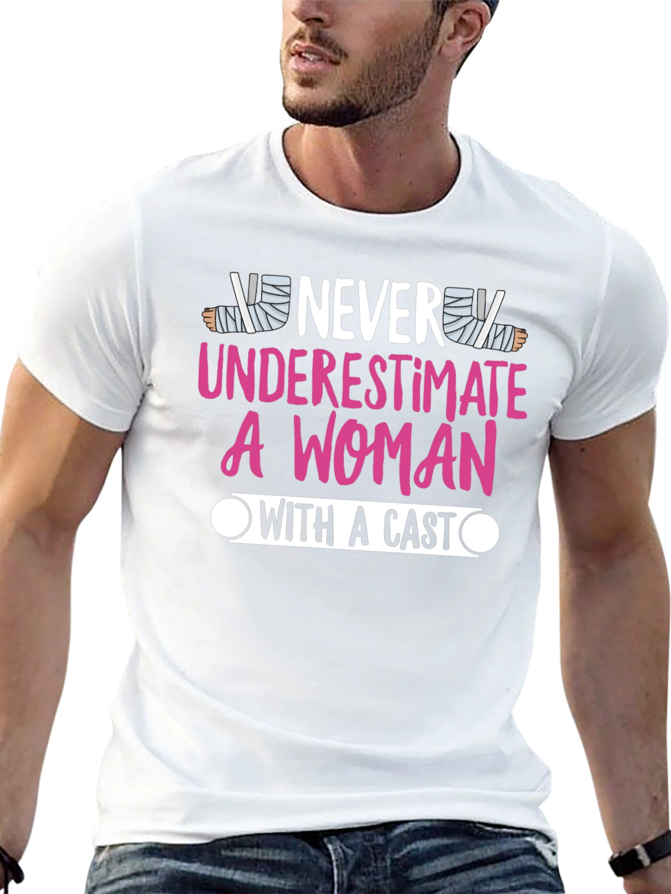 Never Underestimate A Woman With A Cast T-Shirt