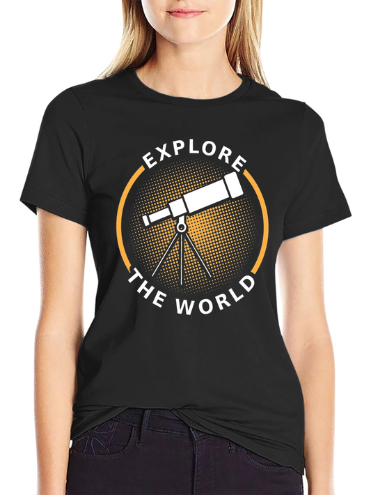 Explore the World Telescope Graphic Tee - Black