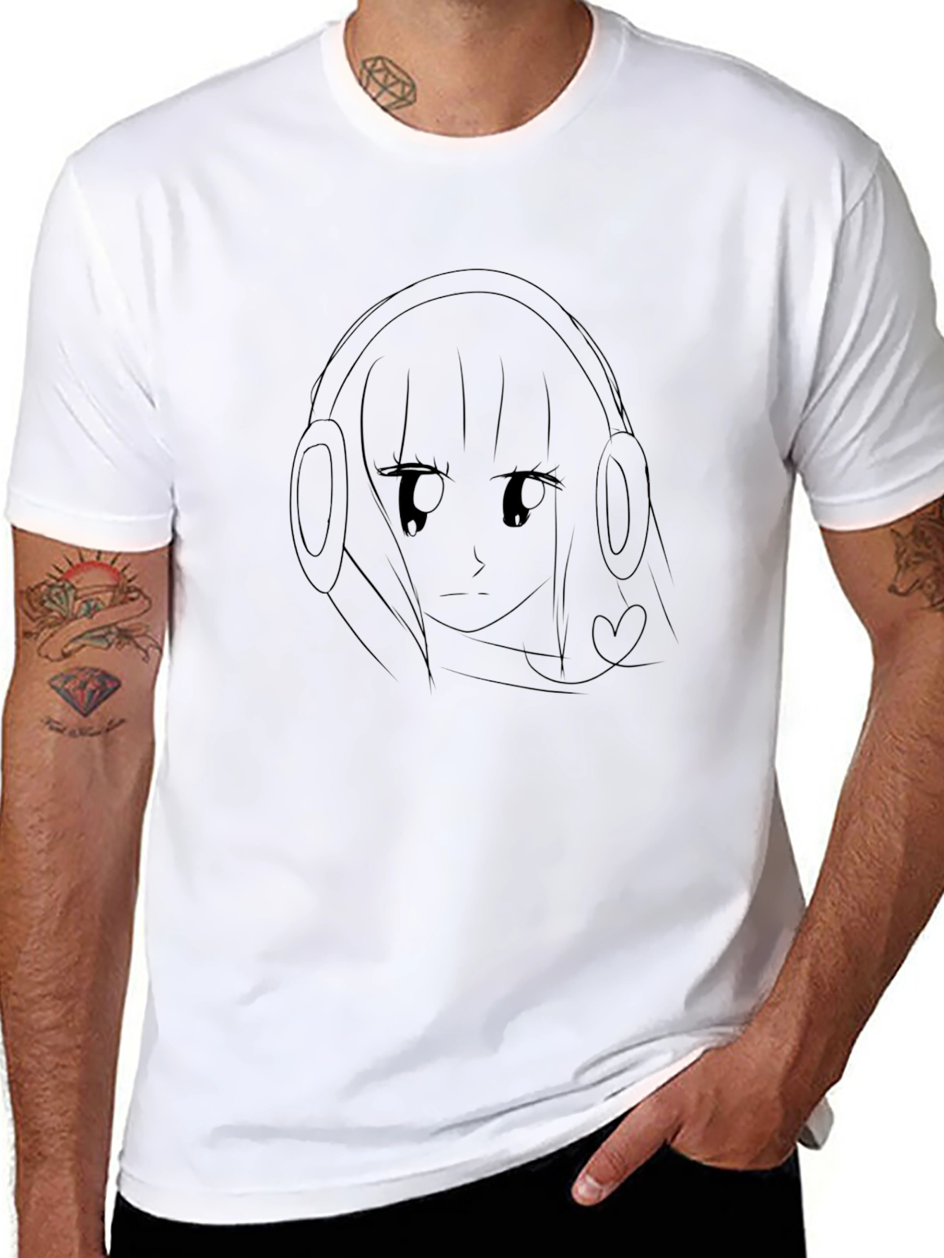 Anime Girl Headphones T-Shirt