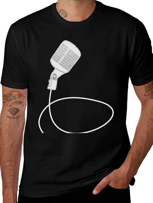Vintage Microphone Graphic T-Shirt - Classic Style