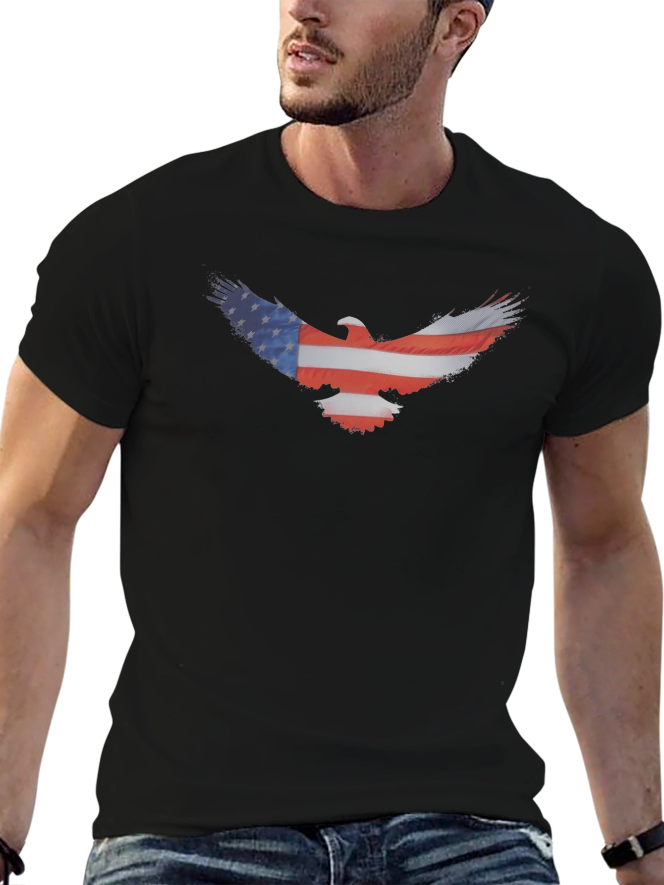American Flag Eagle Graphic Tee - Patriotic T-Shirt