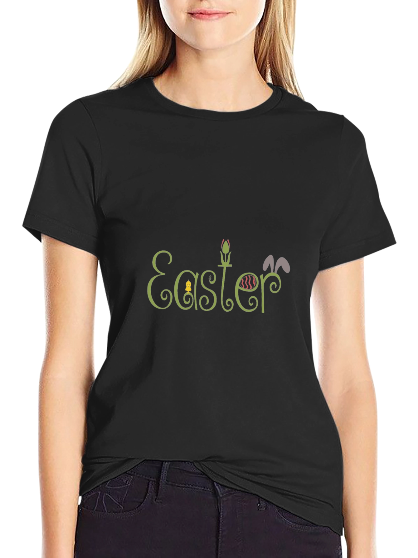 Easter Themed Black Graphic T-Shirt