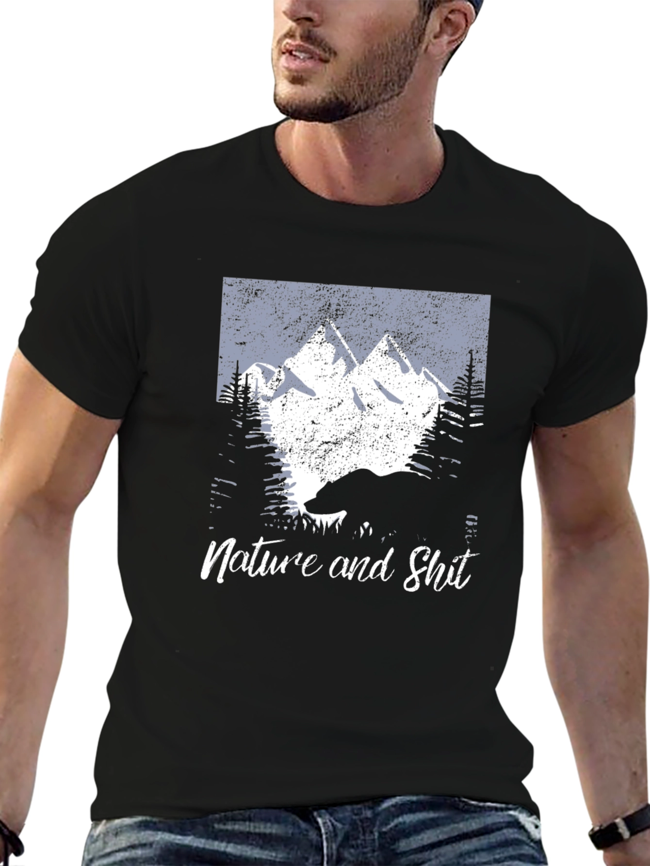 Nature and Shit Bear Mountain Black T-Shirt