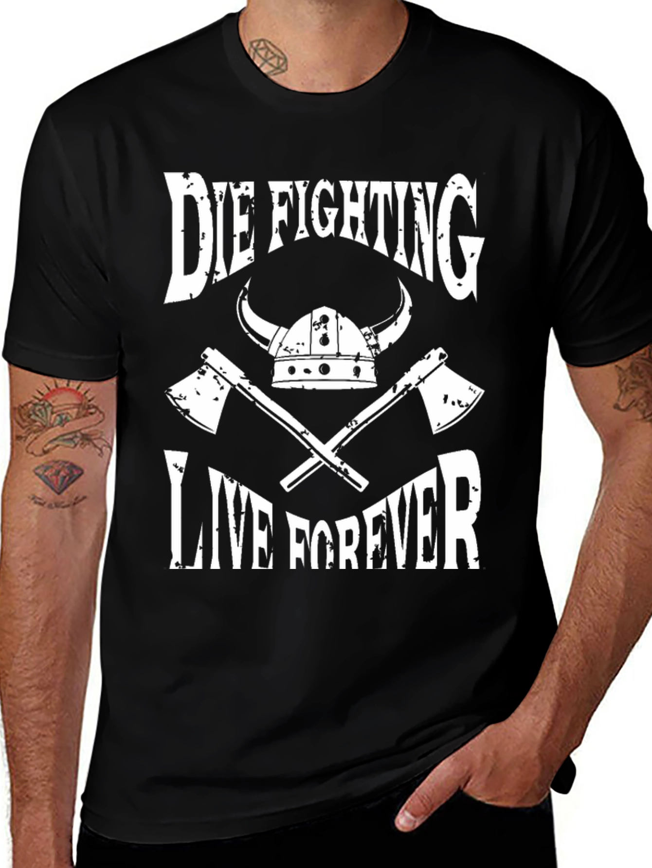 Die Fighting Live Forever Viking T-Shirt