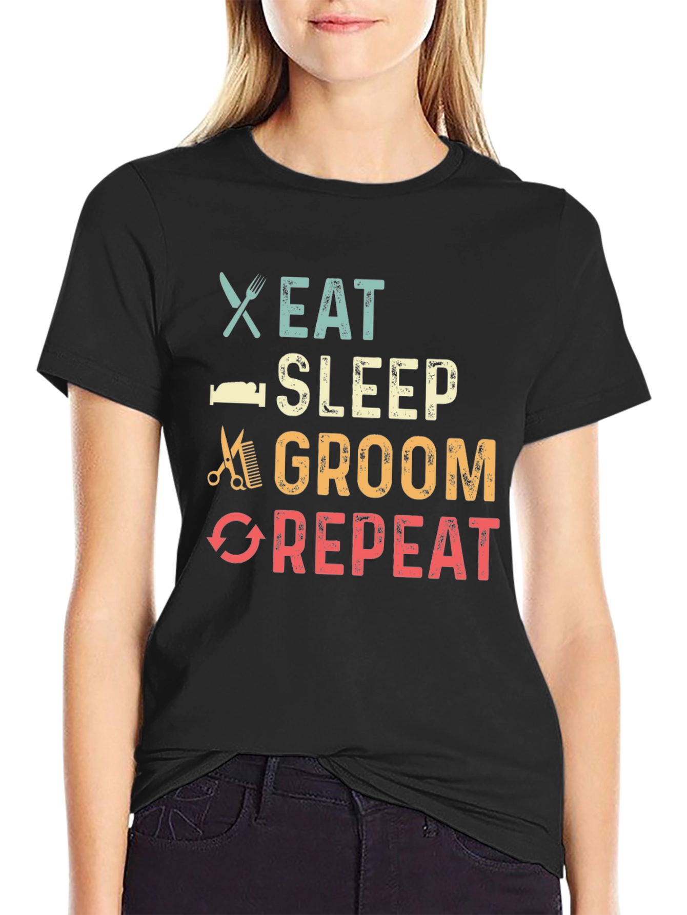 Eat Sleep Groom Repeat Graphic Tee