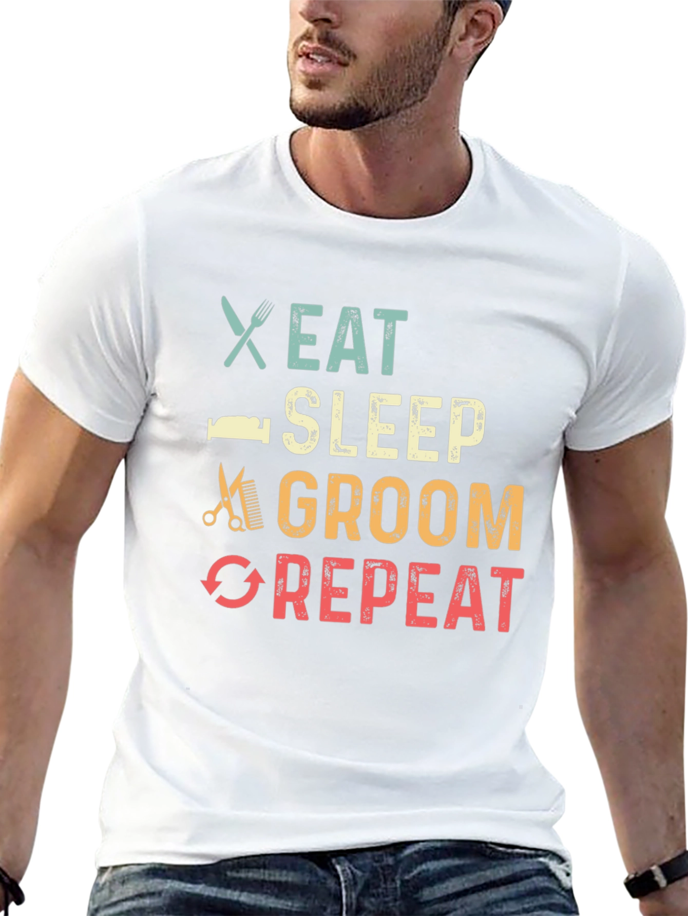 Eat Sleep Groom Repeat Graphic Tee