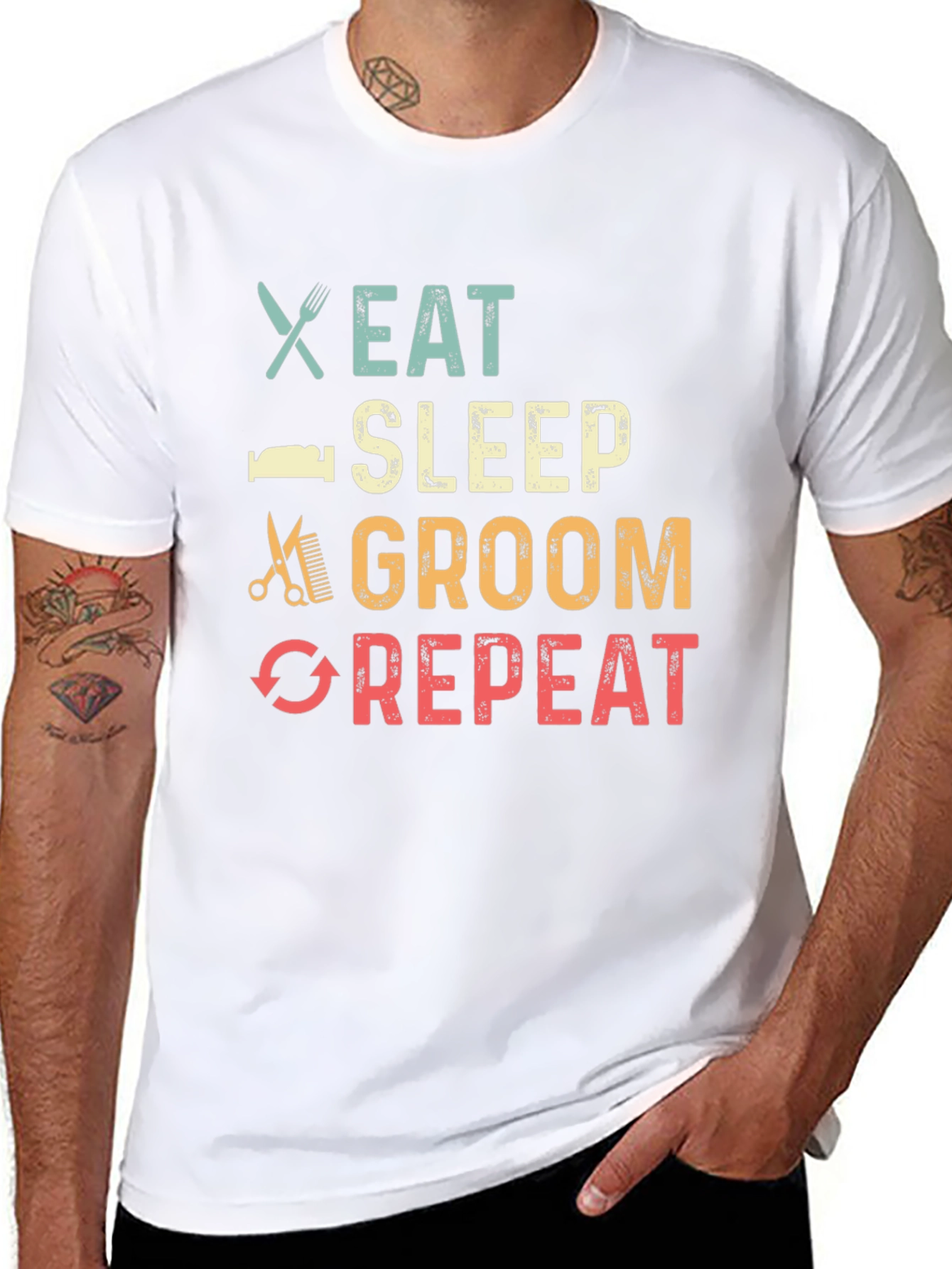Eat Sleep Groom Repeat Graphic Tee