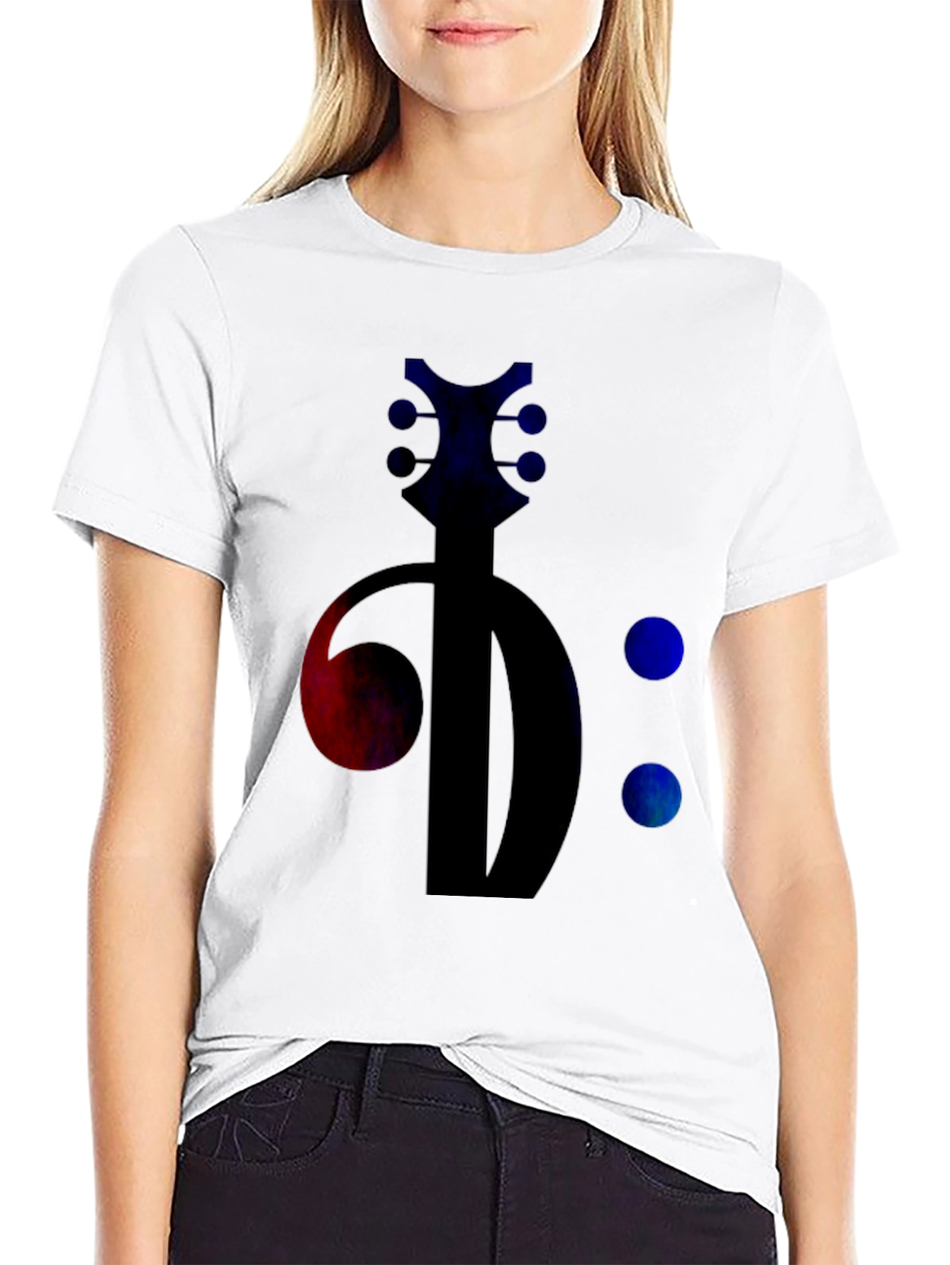 Bass Clef Guitar Tee - Music Lovers Black T-Shirt