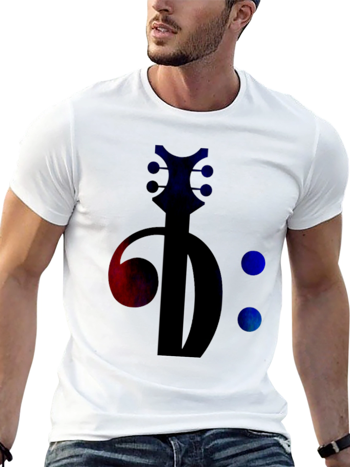 Bass Clef Guitar Tee - Music Lovers Black T-Shirt