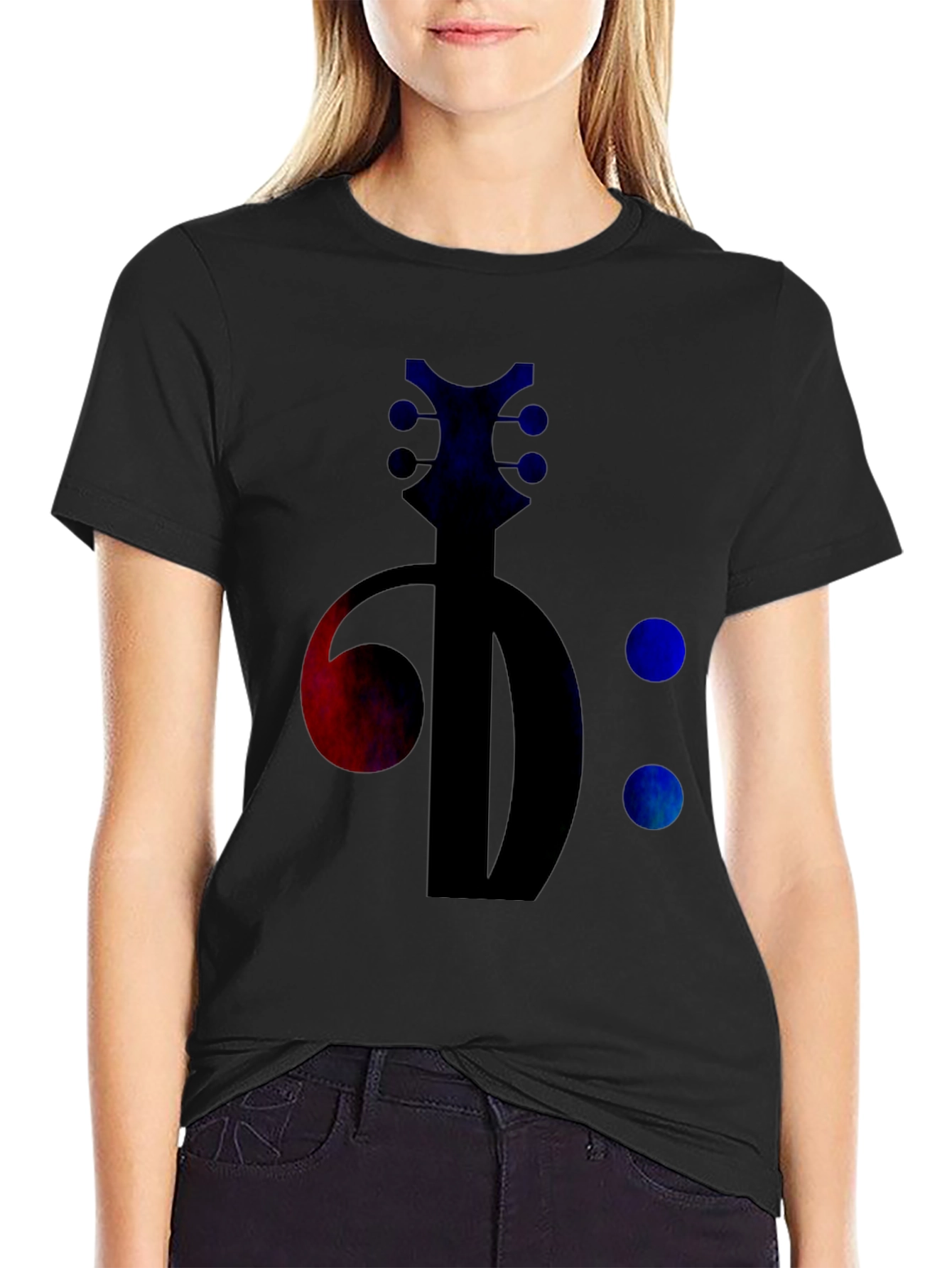 Bass Clef Guitar Tee - Music Lovers Black T-Shirt