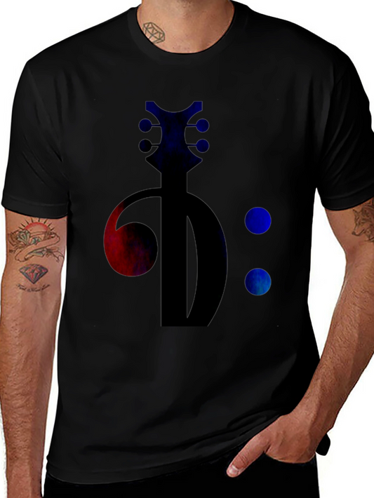 Bass Clef Guitar Tee - Music Lovers Black T-Shirt
