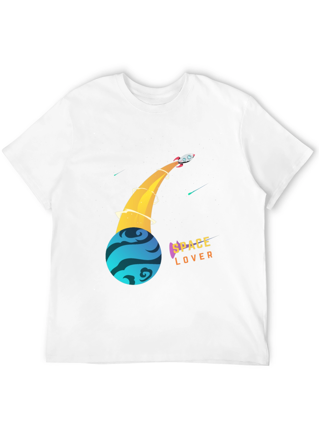 Space Lover T-Shirt - Rocket and Planet Design