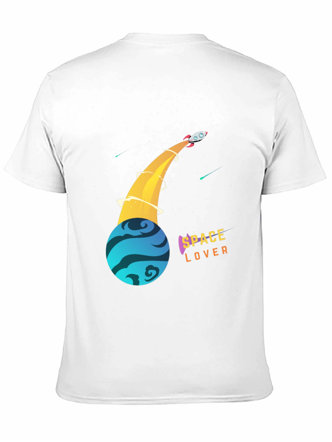 Space Lover T-Shirt - Rocket and Planet Design