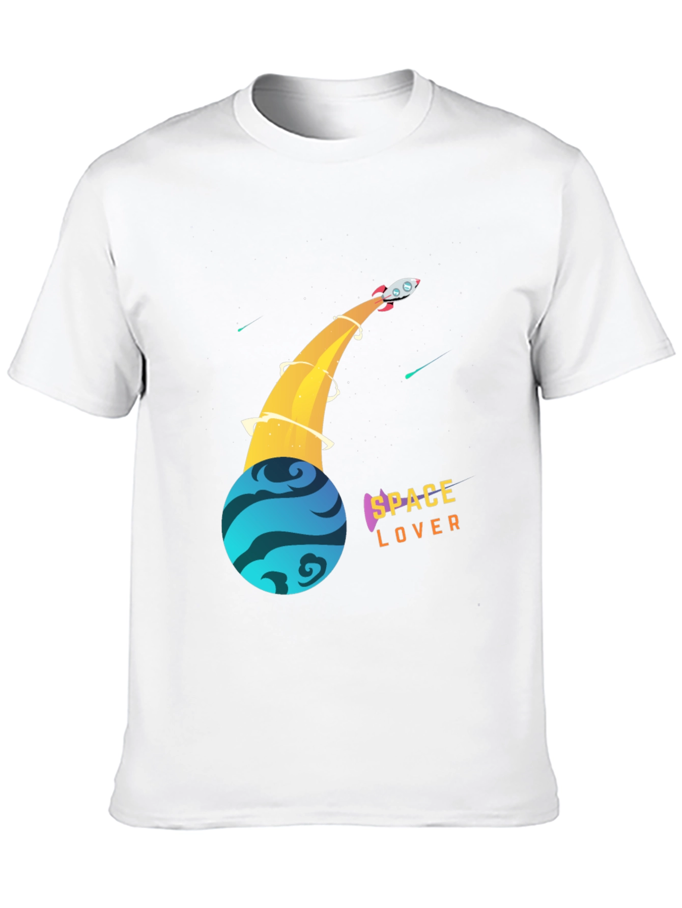 Space Lover T-Shirt - Rocket and Planet Design